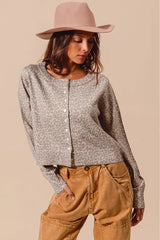 SO ME Two Tone Leopard Vintage Print Button Up Cardigan OutfitFlow