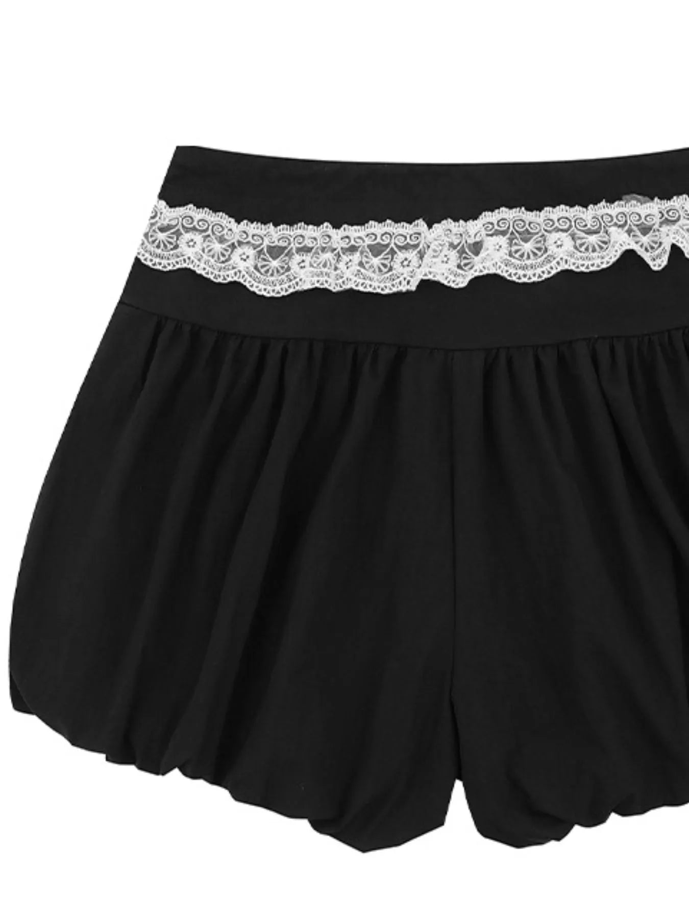 Lace Trim Shorts with Drawstring OutfitFlow