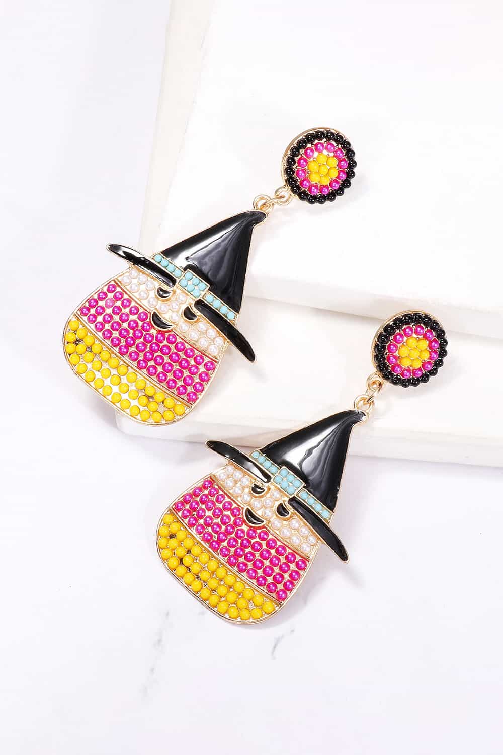 Witch's Hat Shape Synthetic Pearl Dangle Earrings OutfitFlow