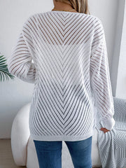 Openwork Open-Front Long Sleeve Cardigan OutfitFlow