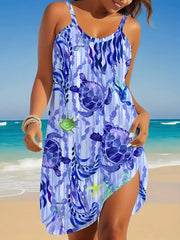 Full Size Printed Scoop Neck Mini Cami Dress Plus Size OutfitFlow