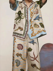 Printed Short Sleeve Top and Pants Set OutfitFlow