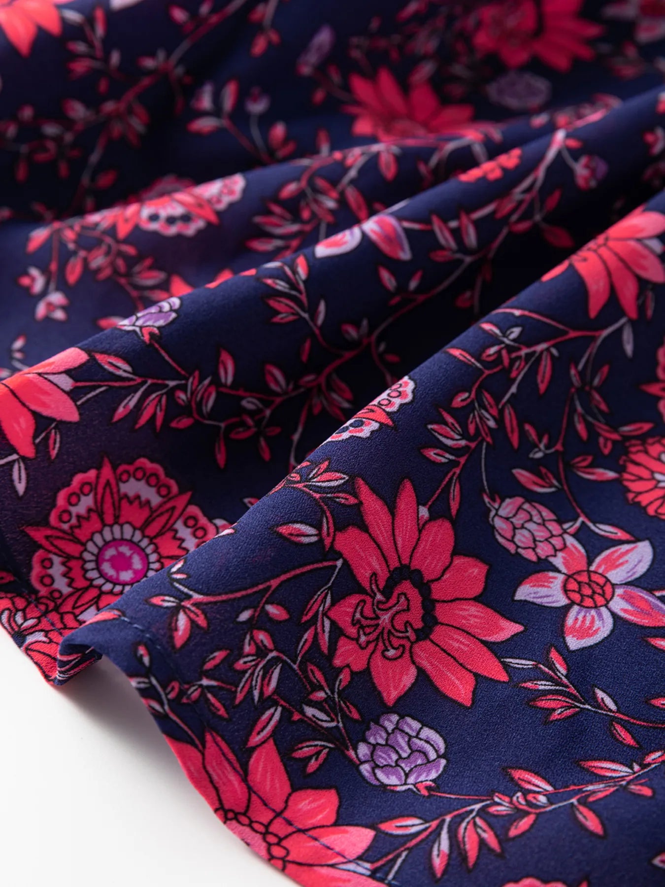 Floral Half Sleeve Split Neck Blouse Top OutfitFlow