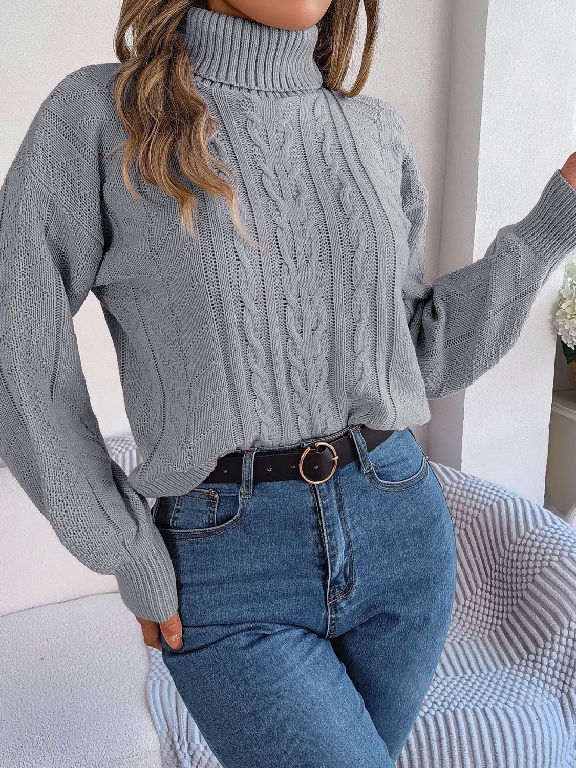 Cable-Knit Turtleneck Sweater OutfitFlow