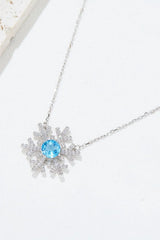 925 Sterling Silver Topaz Snowflake Shape Necklace OutfitFlow