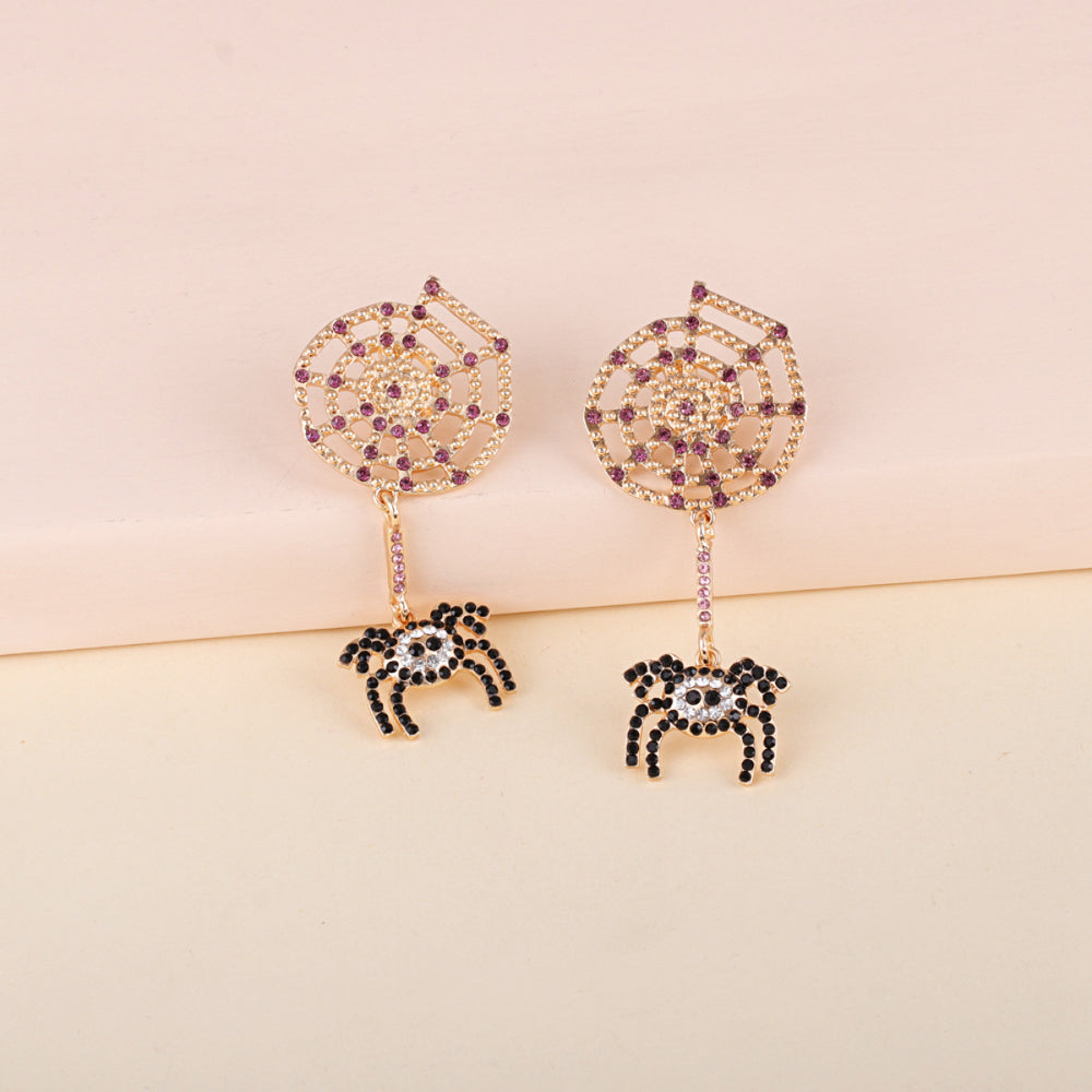 Spider Rhinestone Alloy Earrings OutfitFlow