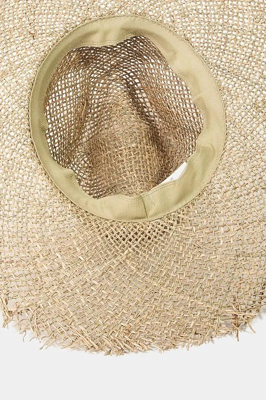 Fame Fringe Edge Straw Braided Western Fedora Hat OutfitFlow