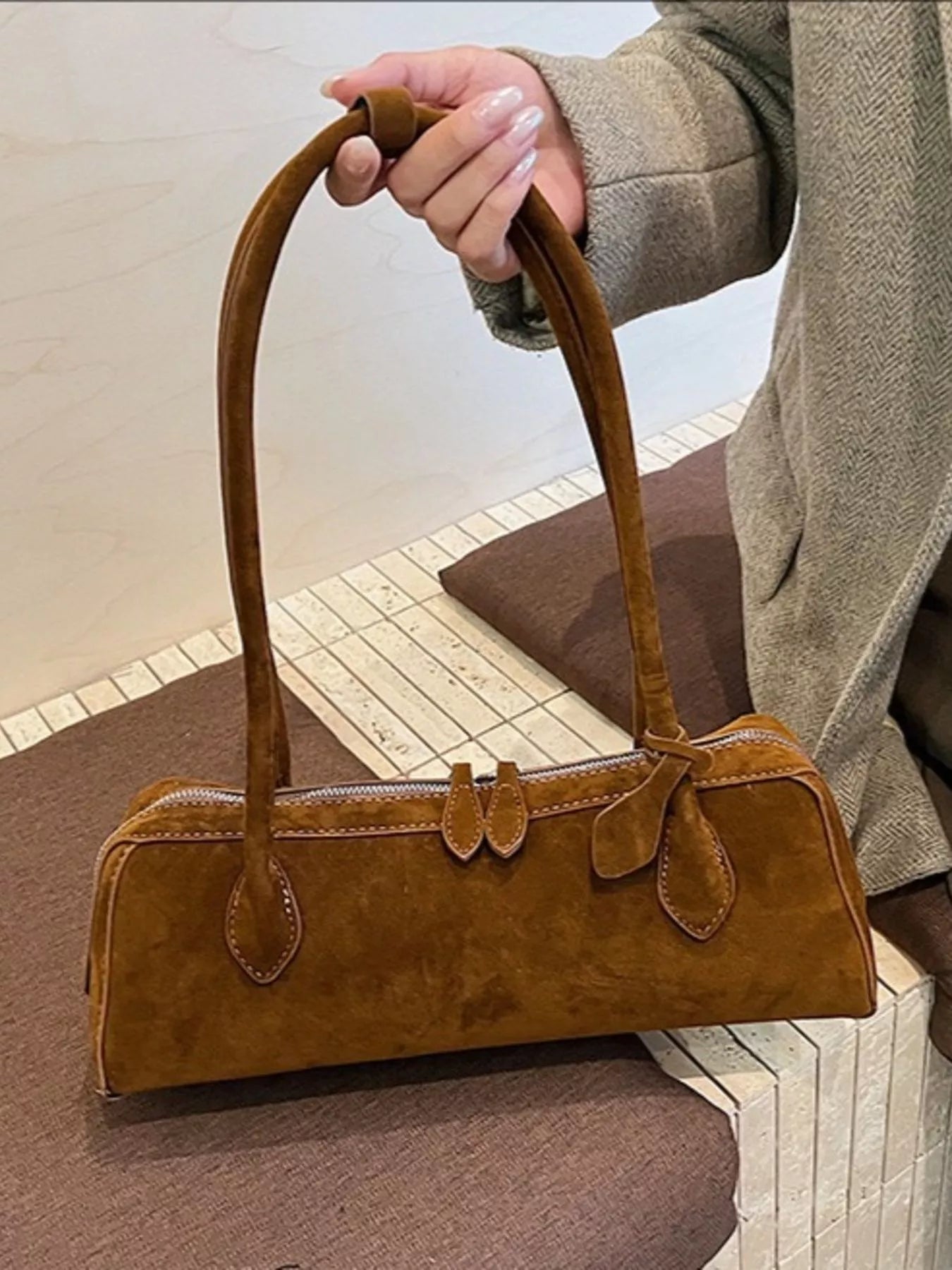 Solid Color Shoulder Bag Trendsi