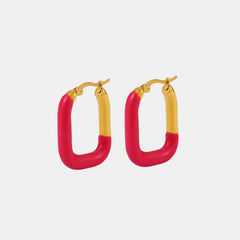 Stainless Steel Drip Oil Contrast Earring Hot Pink Gold One Size OutfitFlow