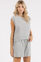 Mittoshop French Terry Crew Neck Top and Shorts Set OutfitFlow