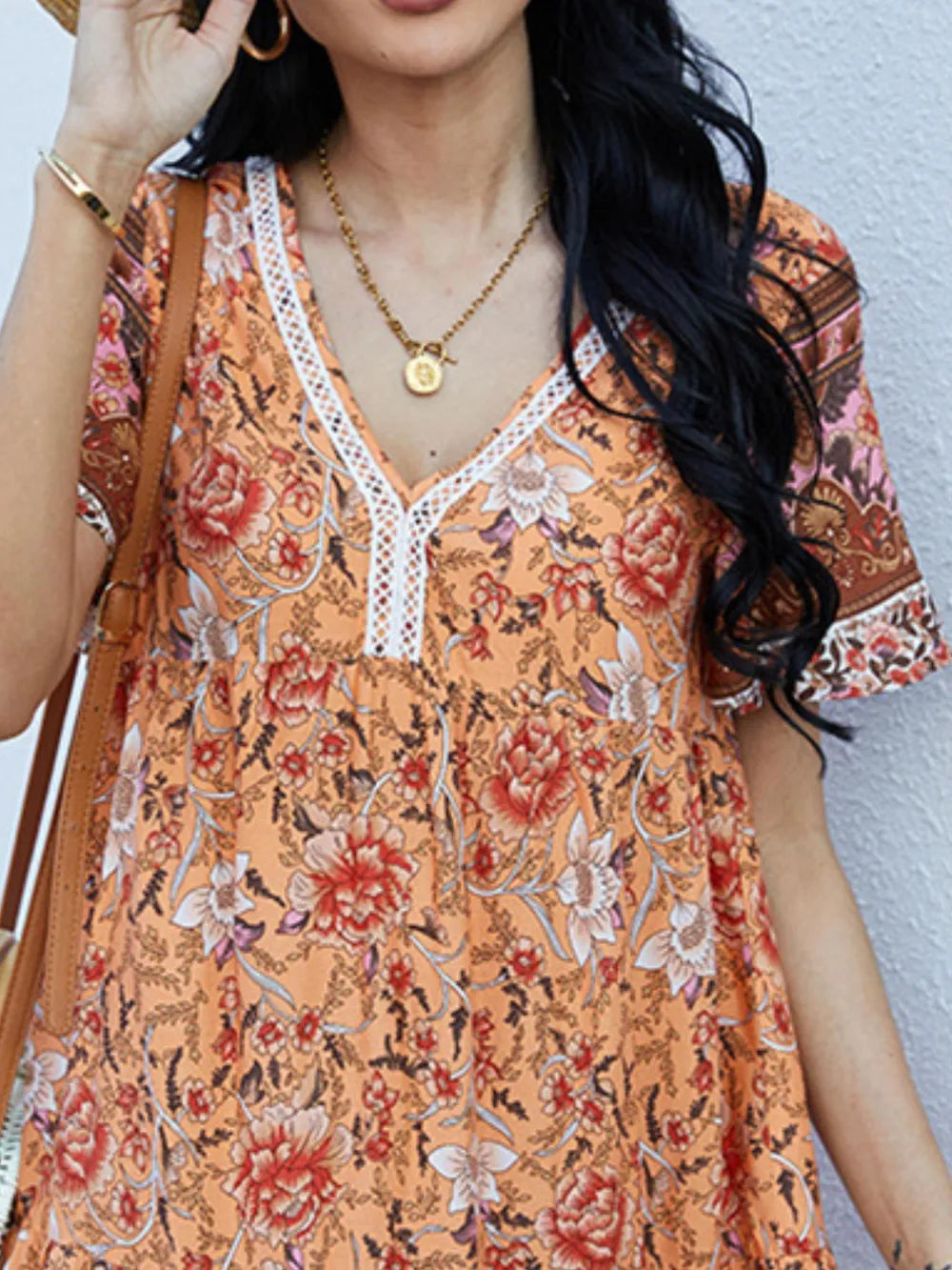 Floral Print V-Neck Summer Dress OutfitFlow