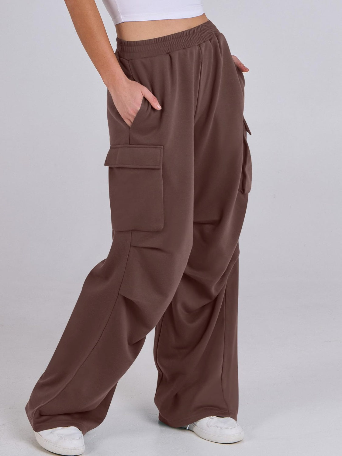 Outfit Flow - Elastic Waist Wide Leg Pants with Pockets