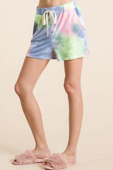 BiBi Tie Dye Casual Shorts with Twill Tape Drawstring OutfitFlow