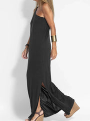 One-Shoulder Maxi Dress with Side Slit OutfitFlow