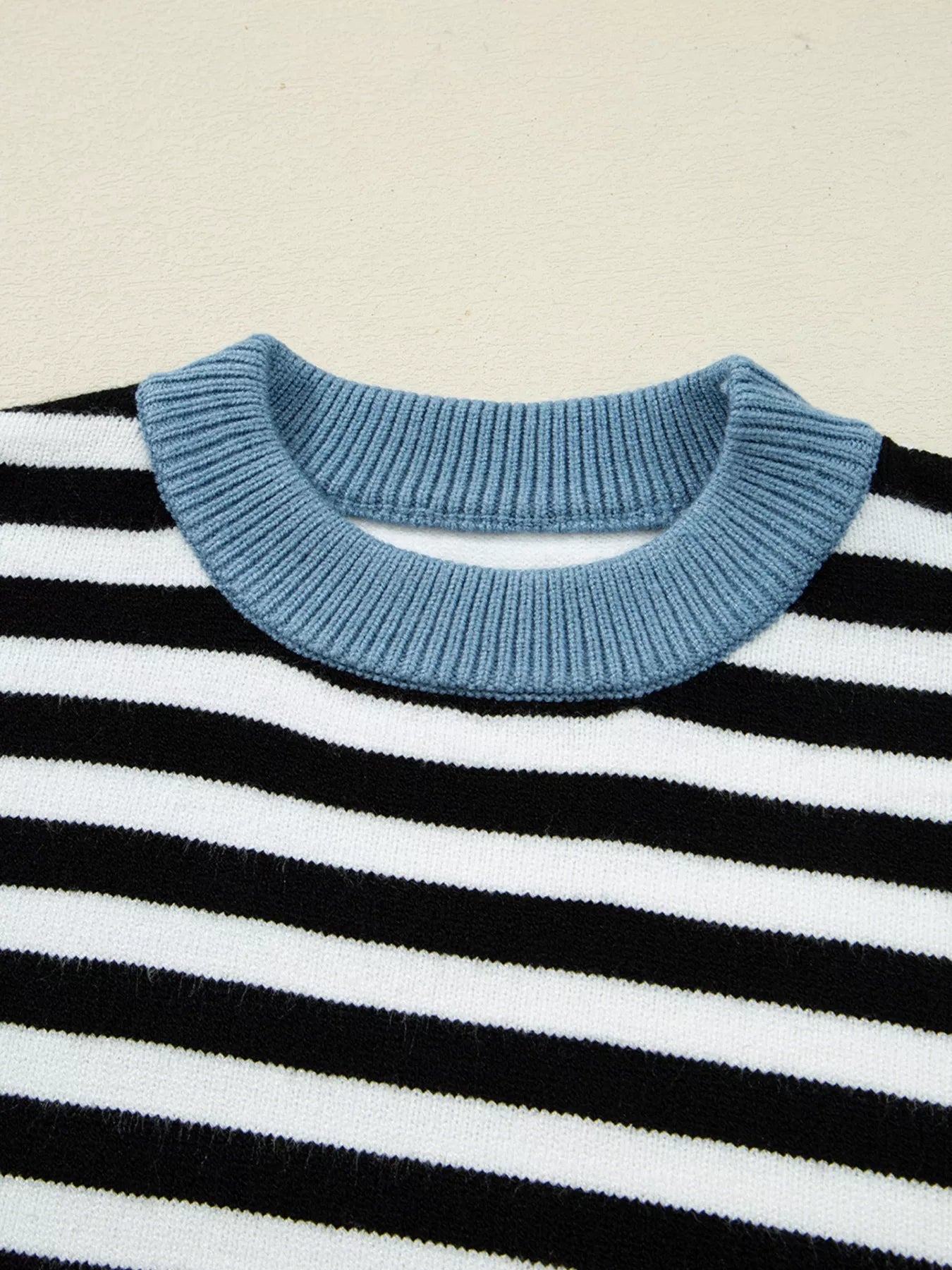 Striped Panels Colorblock Sleeve Sweater OutfitFlow