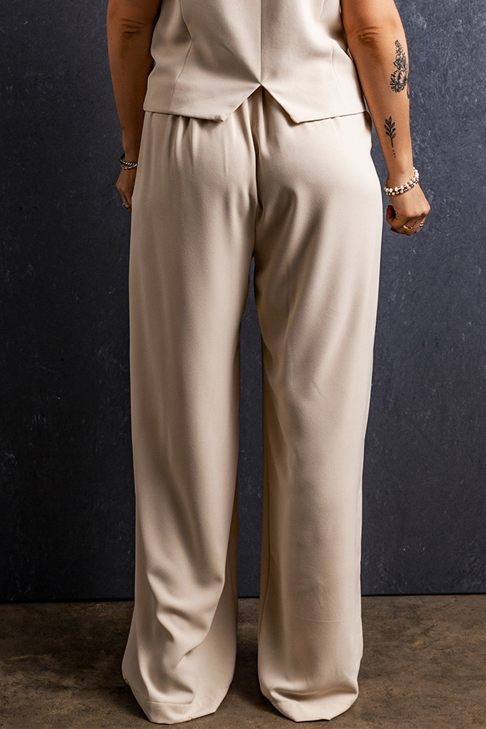 Outfit Flow - Ruched Wide Leg Pants with Pockets