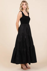 Mittoshop Mix Media Square Neck Maxi Dress OutfitFlow