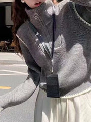 High Neck Half Zip Sweater OutfitFlow