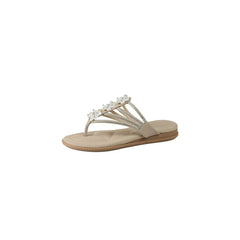 Toe Post Flats Sandals Beige OutfitFlow