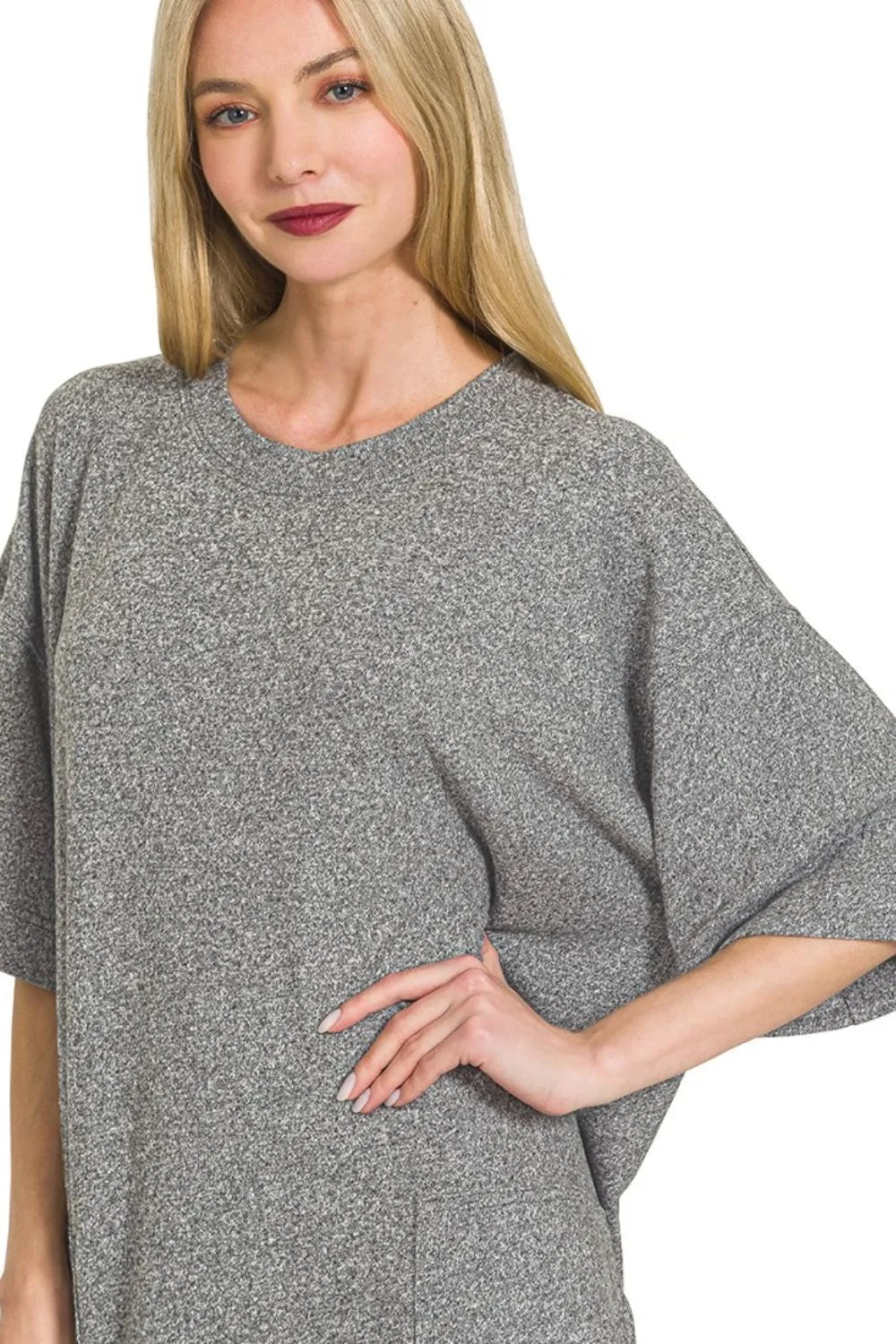 Zenana Soft Melange Hacci T-shirts Dress OutfitFlow
