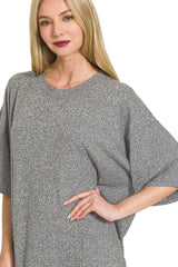 Zenana Soft Melange Hacci T-shirts Dress OutfitFlow