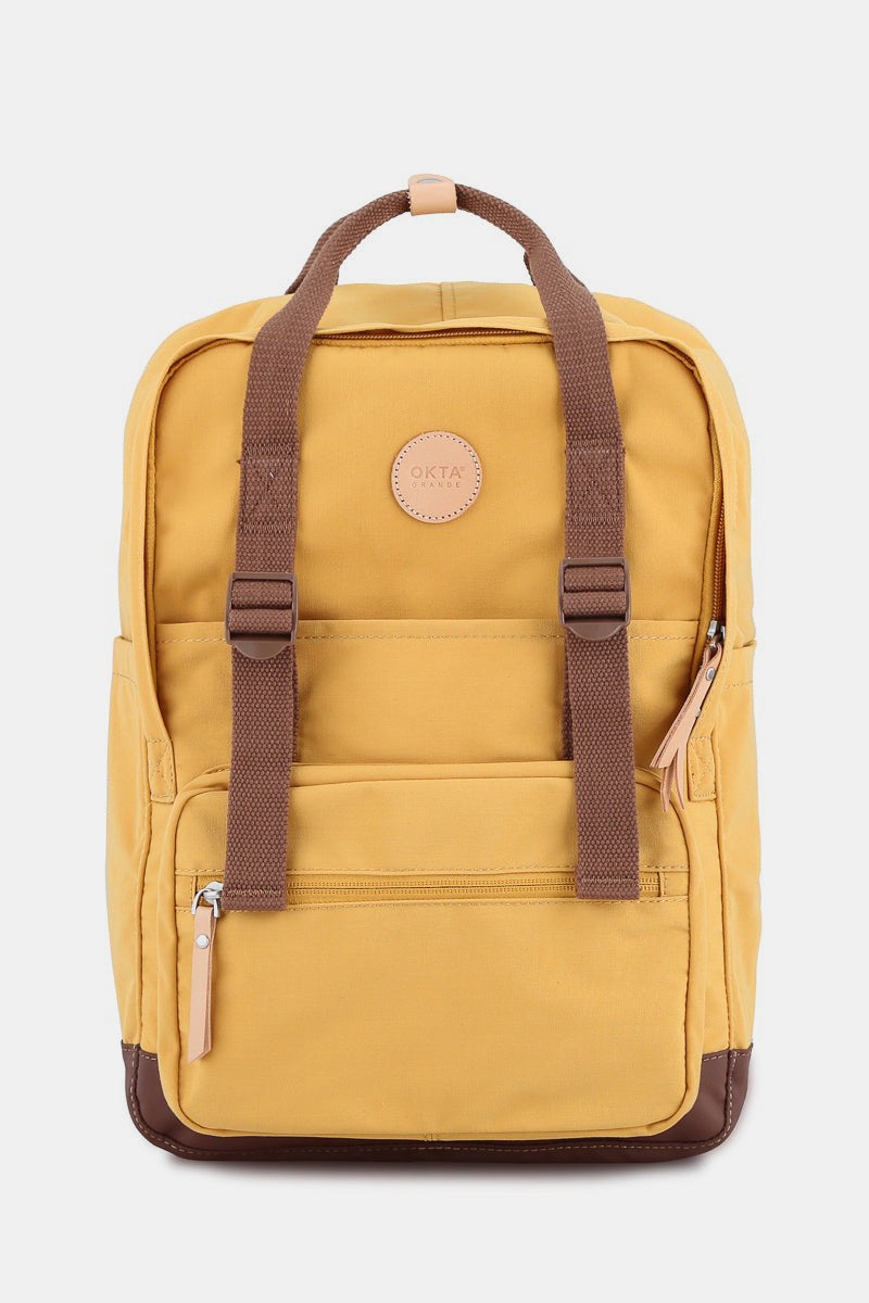 Himawari Waterproof Canvas Backpack Bag with Side Pockets Yellow One Size OutfitFlow