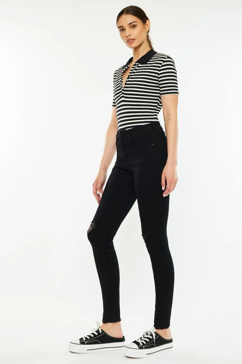 Kancan Distressed High Rise Super Skinny Jeans OutfitFlow