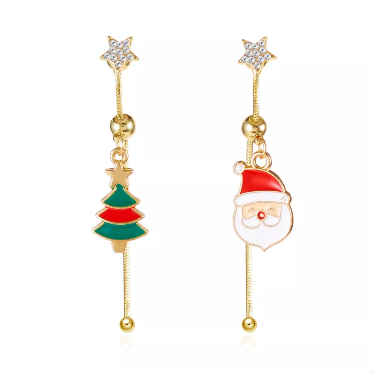 Christmas Santa Asymmetrical Drop Earrings OutfitFlow