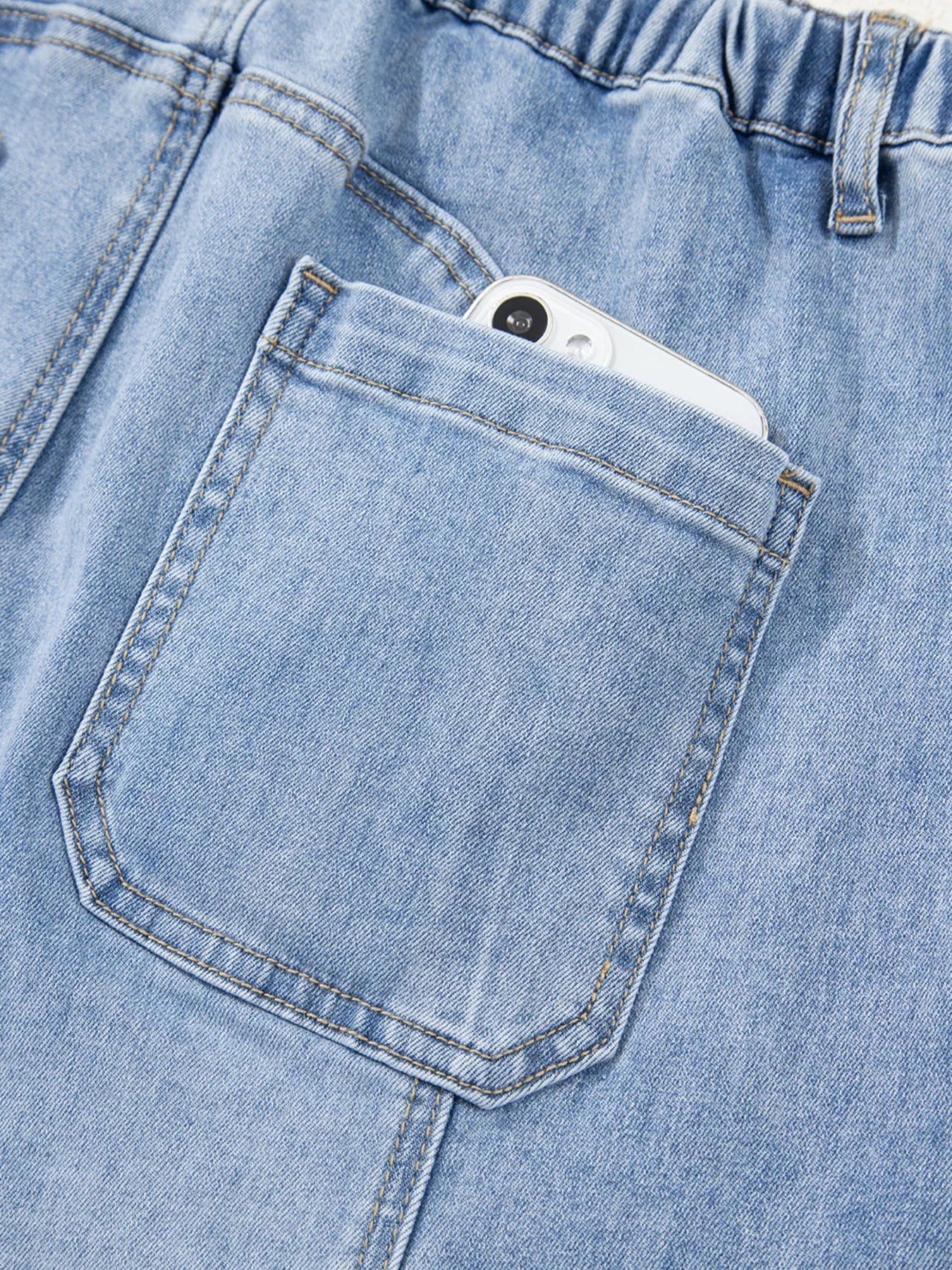 Wide Leg Drawstring Raw Hem Jeans OutfitFlow