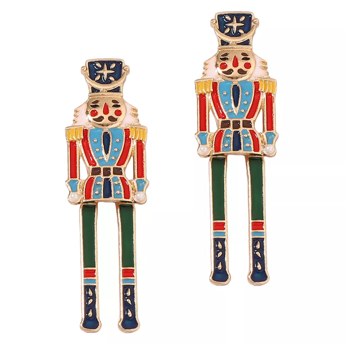 Christmas 18K Gold-Plated Nutcracker Soldier Earrings OutfitFlow