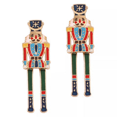 Christmas 18K Gold-Plated Nutcracker Soldier Earrings OutfitFlow