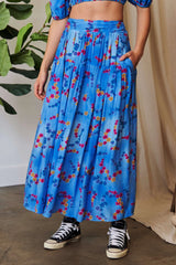Davi & Dani Printed Smocking Waistband Ruffled Maxi Skirt OutfitFlow