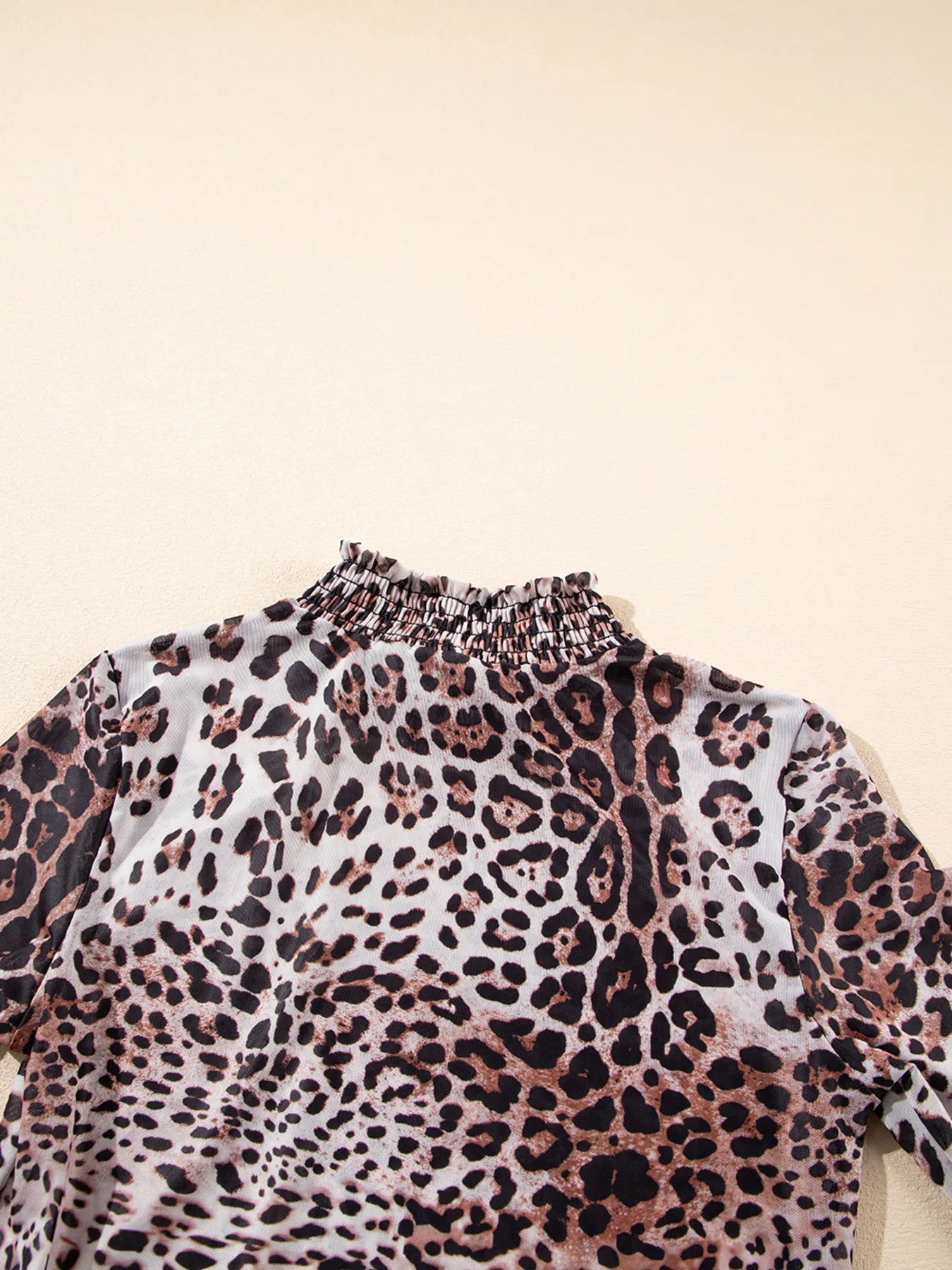 Leopard Print Long Sleeve Mock Neck Bodysuit OutfitFlow