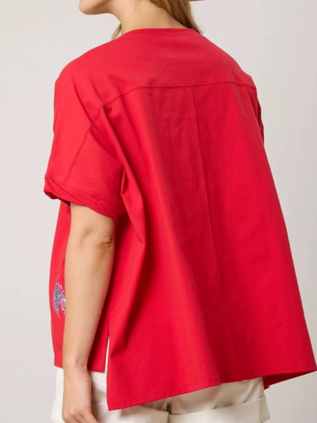 Sequin Lobster Round Neck T-Shirt OutfitFlow