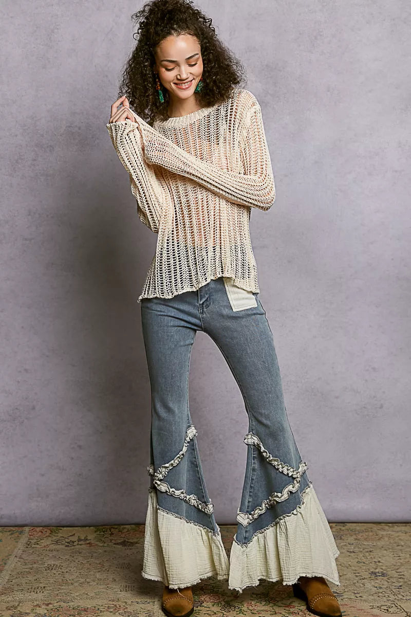 POL Openwork Round Neck Knit Cover Up OutfitFlow