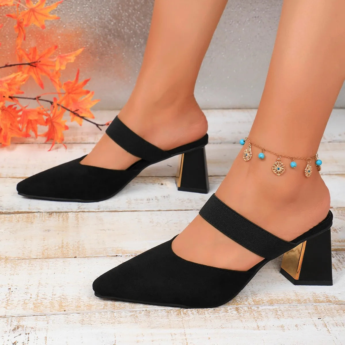 Point Toe Block Heels Sandals OutfitFlow