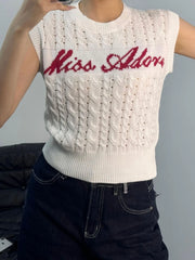 Cable Knit Round Neck Sweater Vest OutfitFlow