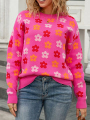 Floral Crew Neck Sweater Trendsi