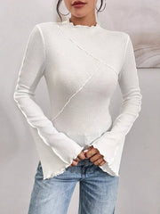 Lettuce Edge Flare Sleeve Top OutfitFlow