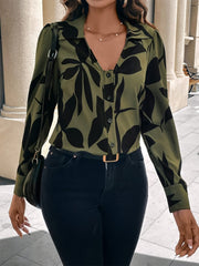 Outfit Flow - Printed Collared Neck Long Sleeve Shirt