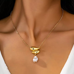 Synthetic Pearl 18K Gold-Plated Alloy Necklace OutfitFlow