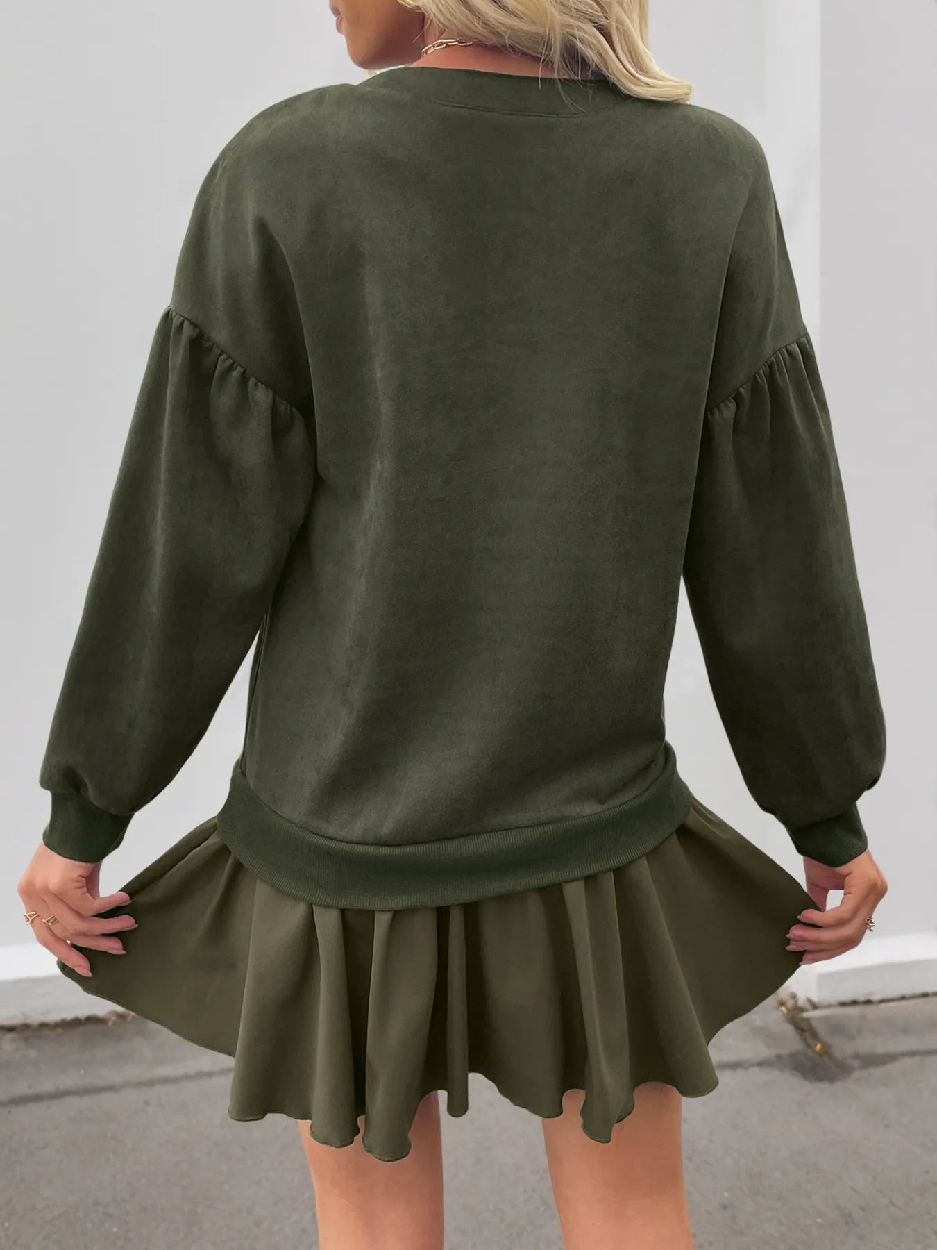 Button Front Mini Sweatshirt Dress OutfitFlow