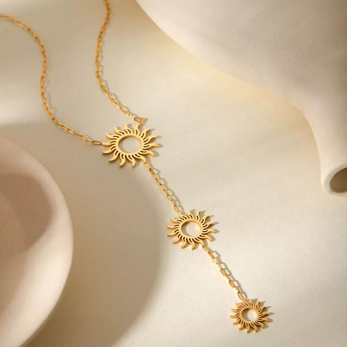 18K Gold-Plated Sun Pendant Necklace OutfitFlow