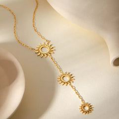 18K Gold-Plated Sun Pendant Necklace OutfitFlow