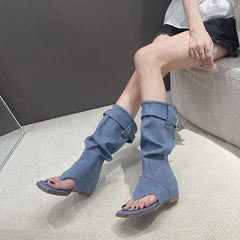 Toe Post Platform Sandals Dusty Blue OutfitFlow