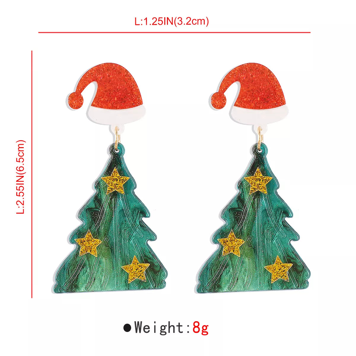 Acrylic Resin Christmas Tree Drop Earrings OutfitFlow
