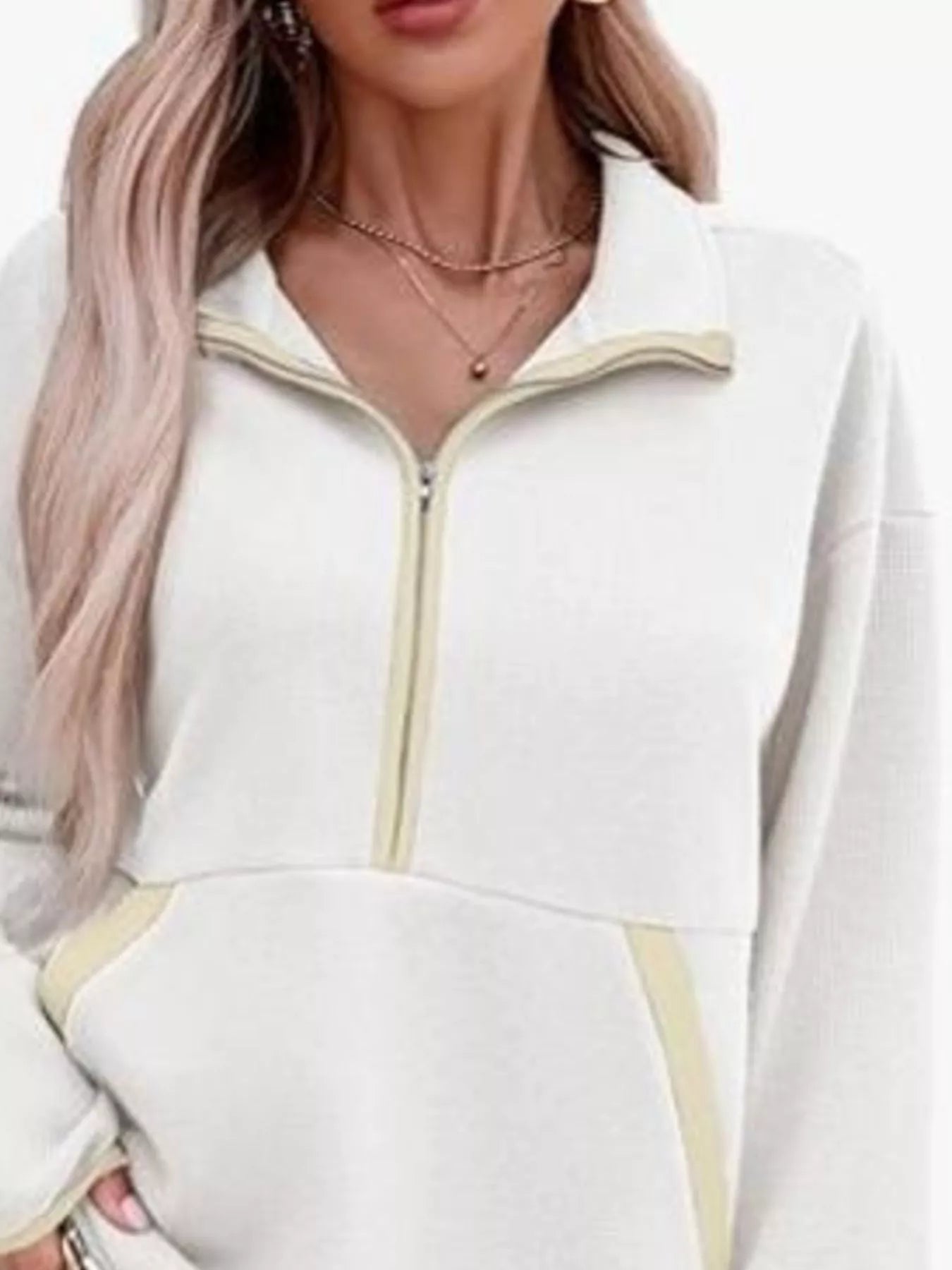 Half Zip Dropped Shoulder Sweatshirt OutfitFlow