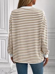 Outfit Flow - Ivy Lane Striped Round Neck Long Sleeve Sweatshirt