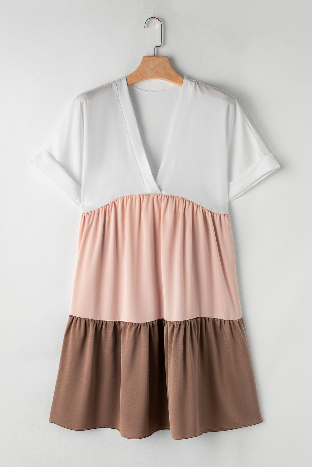 Color Block Short Sleeve Mini Dress OutfitFlow