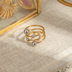 Two-Tone Stainless Steel Multi-Layer Spiral Ring OutfitFlow